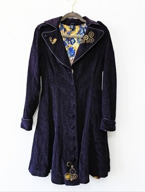 Hot Topic x Doctor Who Tardis Trench Coat Size M Blue BBC